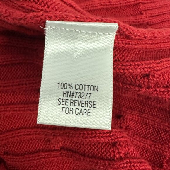 Croft & Barrow Womens Red Cable Knit Cotton Sweater Pullover Size L Crewneck - Picture 4 of 5